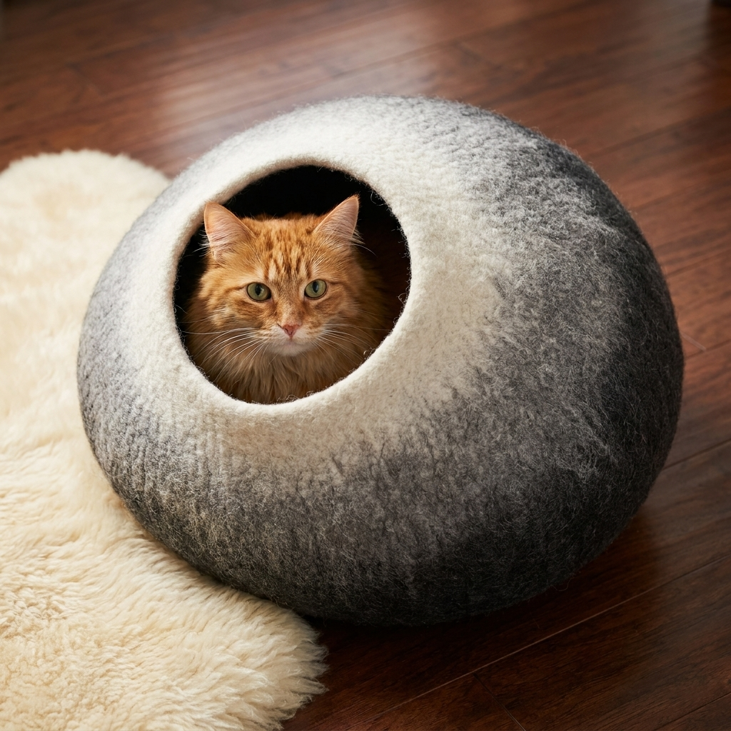 The Cat Cave - Eco-Friendly Felted Wool Cat Bed